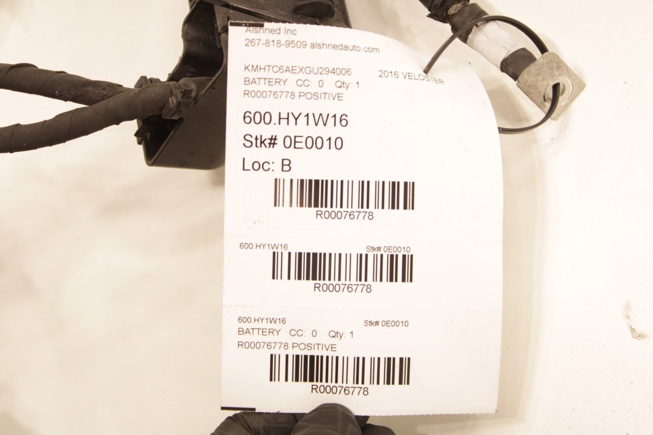 15-17 Hyundai Veloster Turbo 1.6L Auto Trans Positive Battery Cable Wire Harness - Alshned Auto Parts