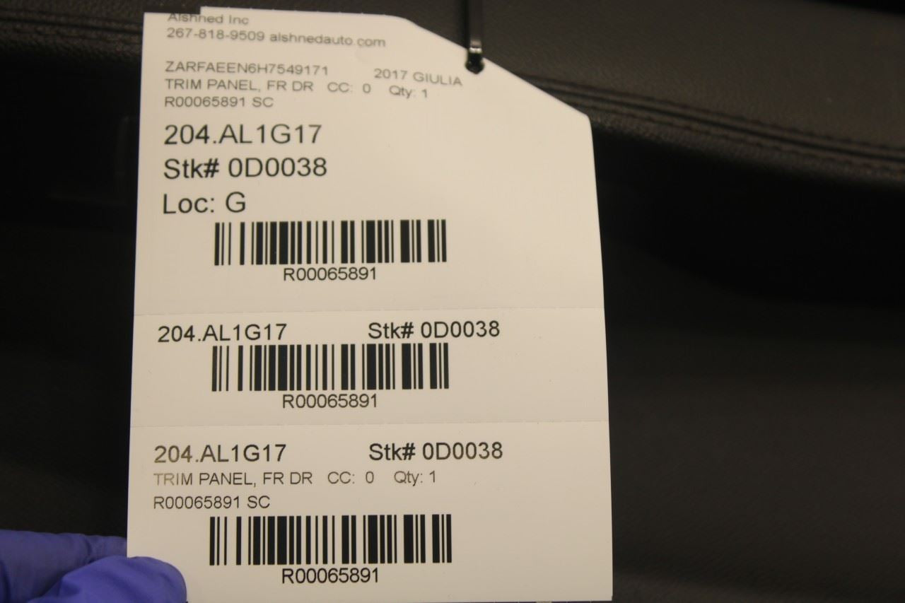 2017-2019 Alfa Romeo Giulia Ti AWD Front Left Driver Door Trim Panel 01561308810 - Alshned Auto Parts