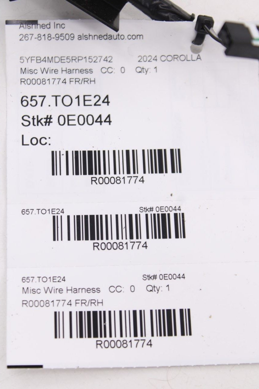 22-24 Toyota Corolla LE Front Right Passenger Side Door Wire Harness 82197-02B7012