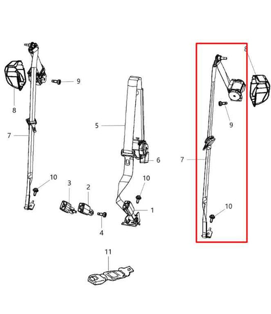 2014-18 Dodge Durango SXT 3.6L Rear Driver Left Side 2nd Row Seat Belt Retractor - Alshned Auto Parts