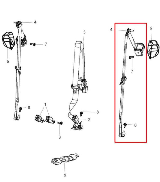 14-18 Jeep Grand Cherokee Limited 4WD Rear Left Side 2nd Row Seat Belt Retractor - Alshned Auto Parts