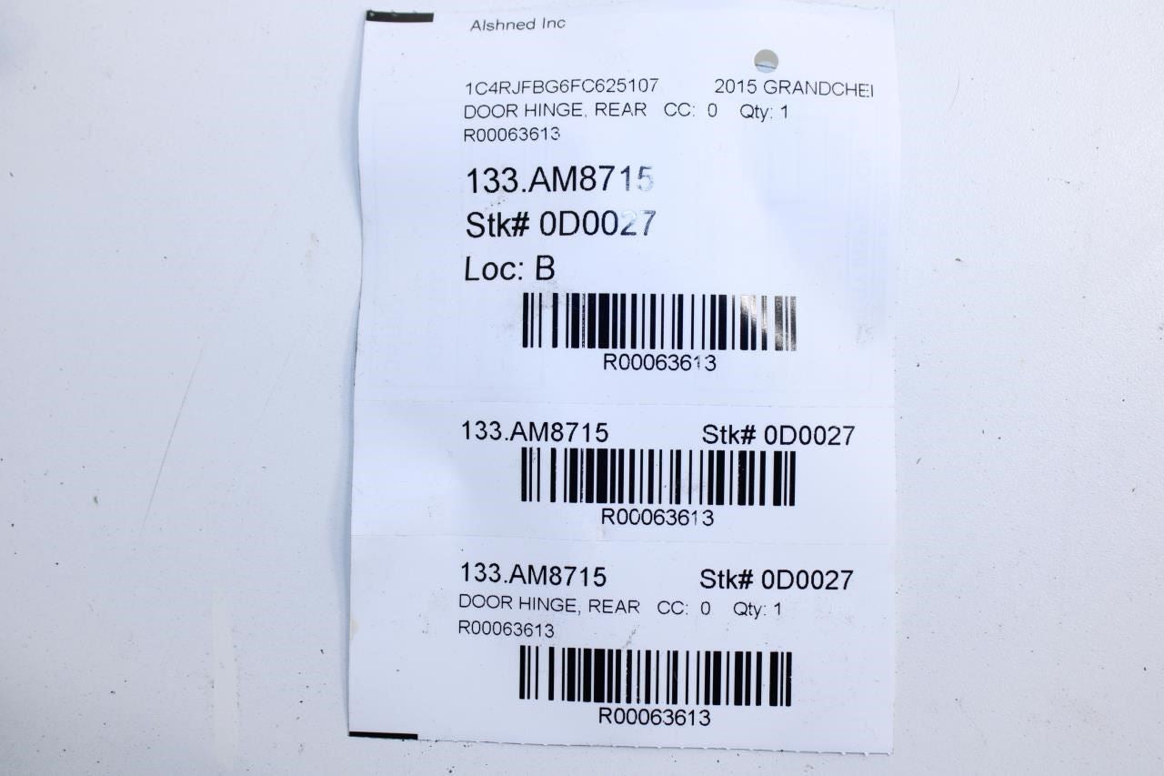 11-21 Jeep Grand Cherokee Rear LH Door Hinge Upper and Lower Set 55113661AC OEM - Alshned Auto Parts