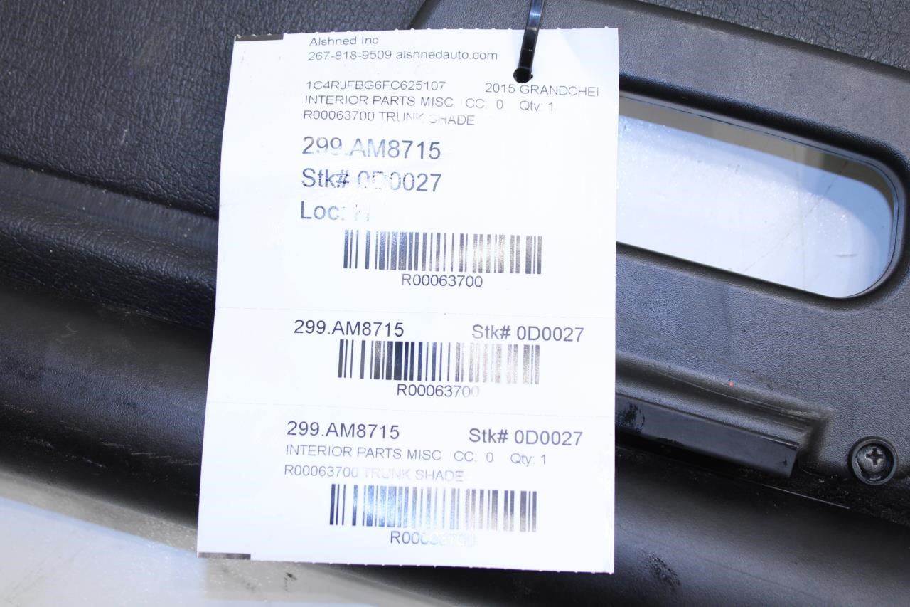 11-21 Jeep Grand Cherokee Rear Cargo Cover Restractable Shade 1GH14DX9AE *ReaD* - Alshned Auto Parts