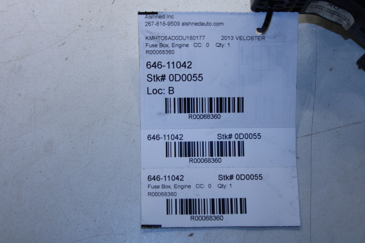 2011-14 Hyundai Veloster 1.6L FWD Engine Bay Fuse Relay Junction Box 91207-2V375 - Alshned Auto Parts