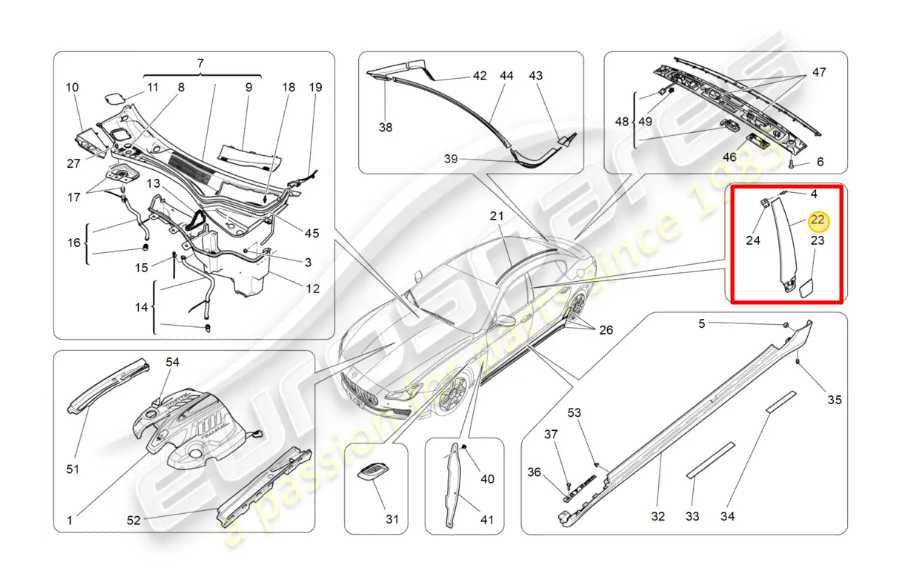 2017-21 Maserati Ghibli Center B-Pillar Right and Left Side Trim Cover Panel Set - Alshned Auto Parts
