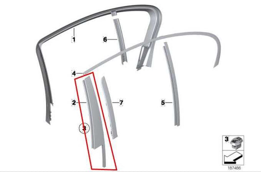 10-15 BMW 750I xDrive Rear Right Side Door B-Pillar Applique Molding 51357185234 - Alshned Auto Parts