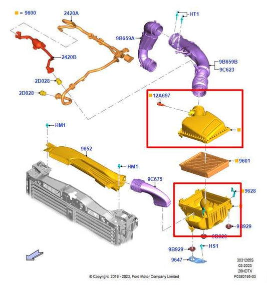 2020-2025 Ford Escape SEL 2.0L AWD Air Intake Cleaner Assembly JX61-9600-KA OEM - Alshned Auto Parts