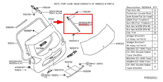 2014-19 Nissan Rogue SV Rear RH and LH Trunk Lift Support Strut 90450-4BA0B OEM - Alshned Auto Parts