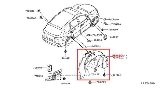 14-20 Infiniti QX60 Rear Left Driver Side Inner Wheel House Shield 76749-9NF0A - Alshned Auto Parts