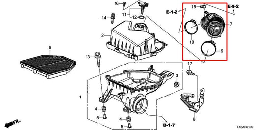 16-22 Acura ILX Technology A-Spec 2.4L Air Intake Cleaner Duct Tube 17228R4HA00 - Alshned Auto Parts