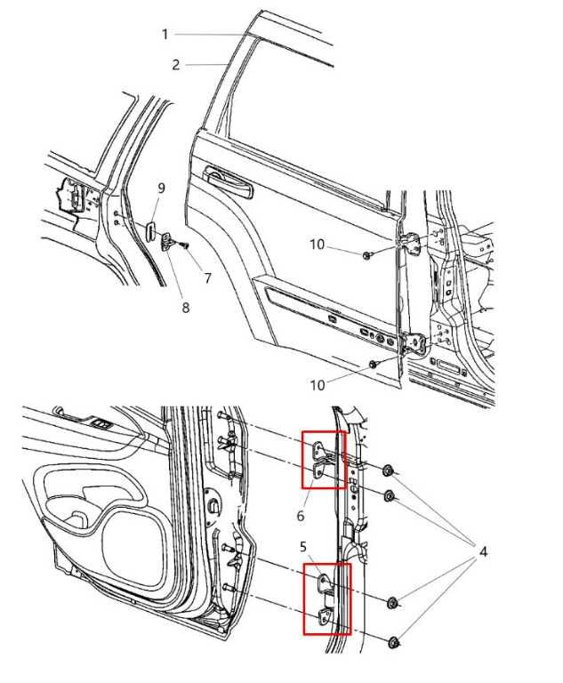 2011-25 Dodge Durango SXT Rear Left Driver Side Door Hinge Upper and Lower Pair1