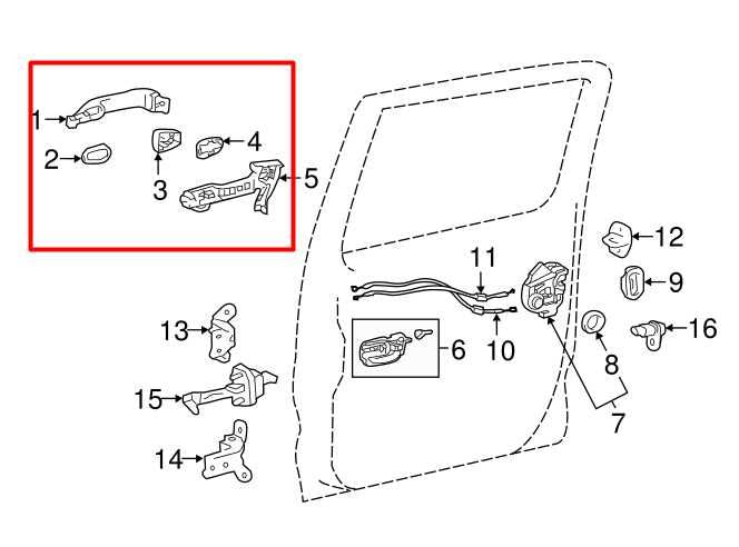 2016-2022 Toyota Tacoma Rear Left Side Door Exterior Handle 69211-0E010-B4 OEM - Alshned Auto Parts