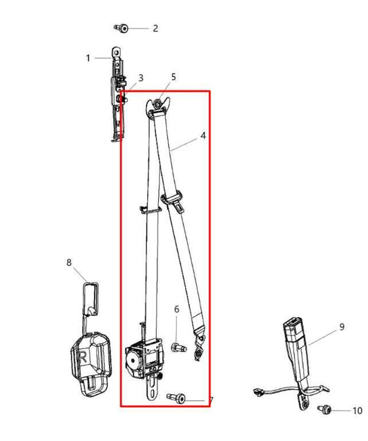 15-18 Dodge Durango SXT 3.6L AWD Front Passenger Right Side Seat Belt Retractor - Alshned Auto Parts