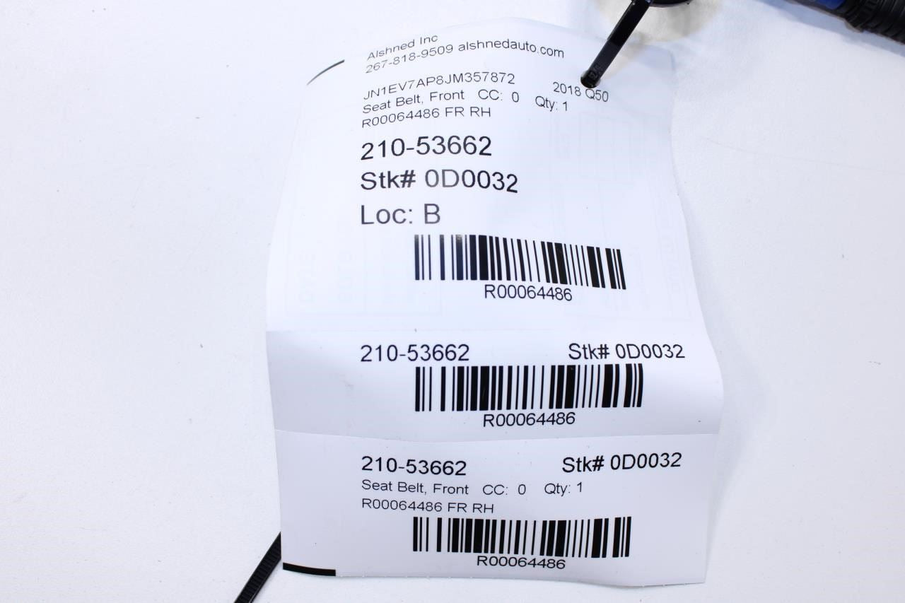 2016-20 Infiniti Q50 Luxe RWD 3.0L Front Right Side Seat Belt Buckle 86842-4HK5A - Alshned Auto Parts