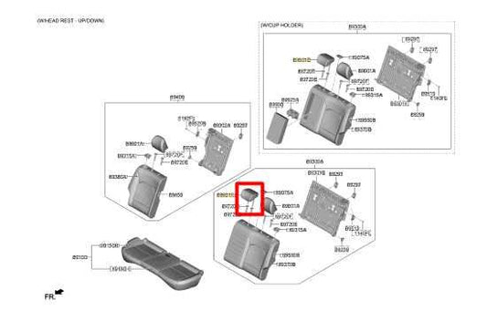 20-24 Kia Soul LX FWD Rear Center 2nd Row Seat Headrest Cloth 89705-K0020SQ1 OEM - Alshned Auto Parts
