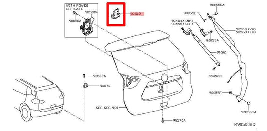 2014-2020 Nissan Rogue SV Rear Liftgate Lid Lock Latch Actuator 90502-4CL0A OEM - Alshned Auto Parts