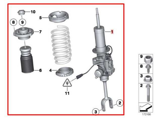 2013-15 BMW 750i xDrive AWD Front Left Side Shock Strut Absorber 37116851127 OEM - Alshned Auto Parts