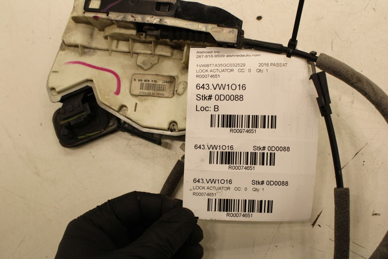 2012-2016 Volkswagen Passat SE Rear Left Door Lock Latch Actuator 5K4-839-015-G - Alshned Auto Parts
