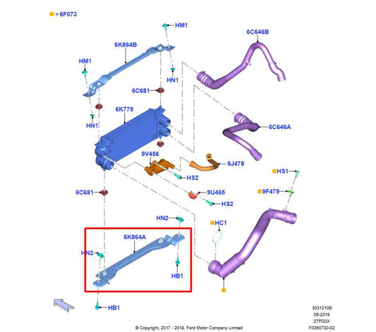 2015-25 Ford F150 XL Super Cab 2.7L 4WD Intercooler Lower Support Mount Bracket - Alshned Auto Parts