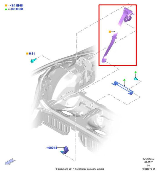 2018-2023 Ford Mustang GT 5.0L Rear Driver Left Side 2nd Row Seat Belt Retractor - Alshned Auto Parts