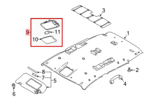 17-22 Nissan Rogue Sport SL 2.0L AWD Rear Roof Overhead Dome Light Reading Lamp - Alshned Auto Parts