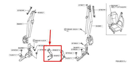 14-20 Infiniti QX60 Front Right Passenger Side Seat Belt Buckle 86842-3JA8B OEM - Alshned Auto Parts