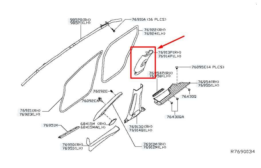 2014-2020 Nissan Pathfinder Left B-Pillar Upper Trim Cover Panel 76986-3JS0A OEM - Alshned Auto Parts