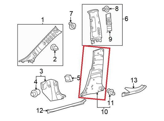 2020-25 Toyota Corolla LE Right Lower Center B-Pillar Molding 62414-02450 *ReaD* - Alshned Auto Parts