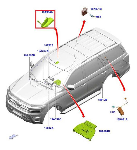 18-24 Ford Expedition Limited Roof Shark Fin Radio Antenna JL1T-19K351-BC *ReaD* - Alshned Auto Parts