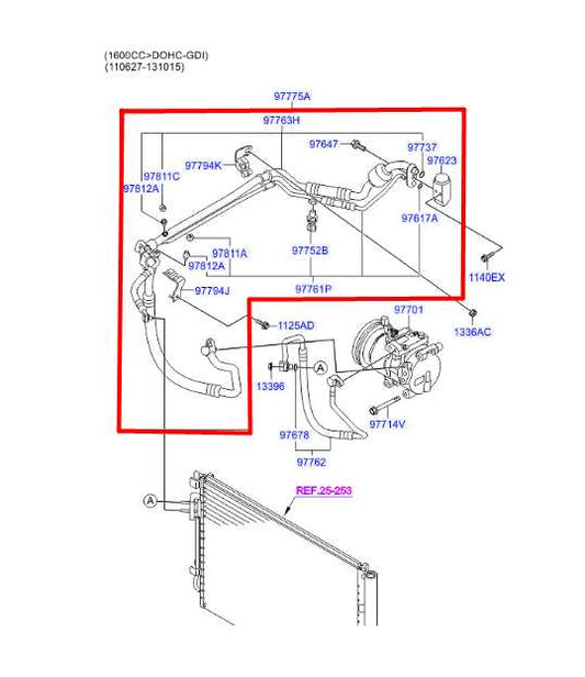 2011-2014 Hyundai Veloster 1.6L FWD AC Conditioning Suction and Liquid Tube Line - Alshned Auto Parts