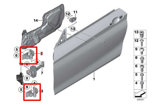 2015-16 BMW 435i Gran Coupe Front RH Door Hinge Upper and Lower 41517284534 OEM - Alshned Auto Parts
