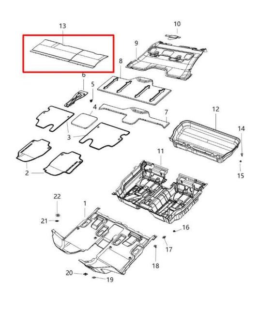 17-20 Chrysler Pacifica Limited Rear LH Side 3rd Row Floor Closeout Panel Carpet - Alshned Auto Parts