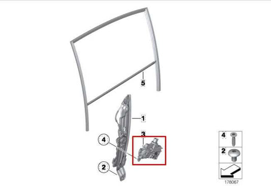 2010-15 BMW 750I xDrive Rear Right Door Power Window Regulator Motor 67627046032 - Alshned Auto Parts