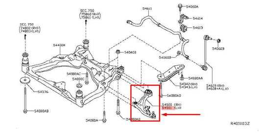 019-20 Infiniti QX60 FR LH Driver Side Suspension Lower Control Arm 54501-3JA0D - Alshned Auto Parts