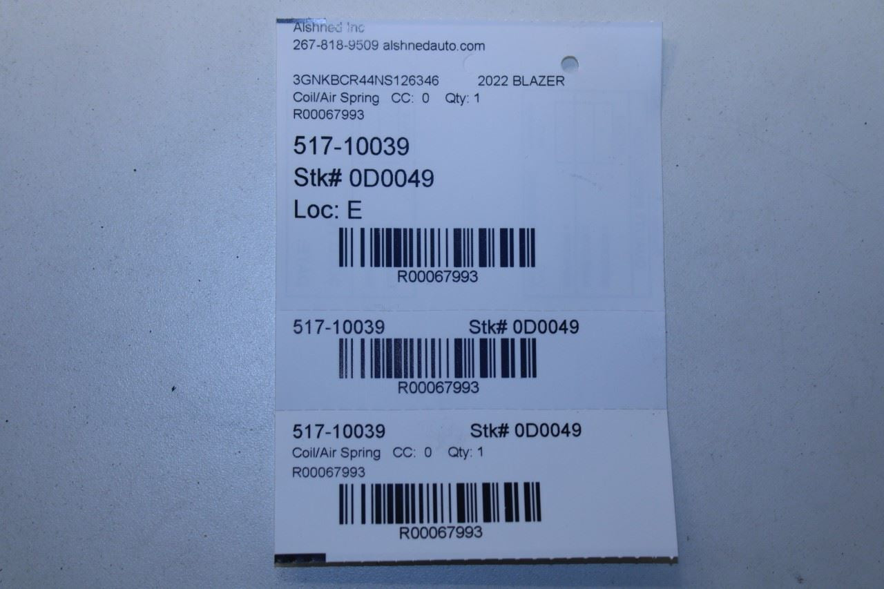 2019-24 Chevrolet Blazer 2LT Rear RH and LH Suspension Coil Spring Pair 84234128 - Alshned Auto Parts