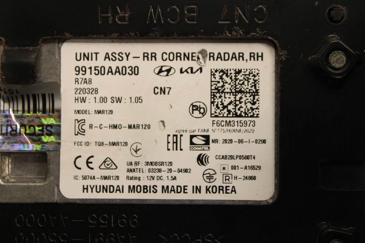 2021-2023 Hyundai Elantra SEL RR Right Blind Spot Detection Radar Sensor Module - Alshned Auto Parts