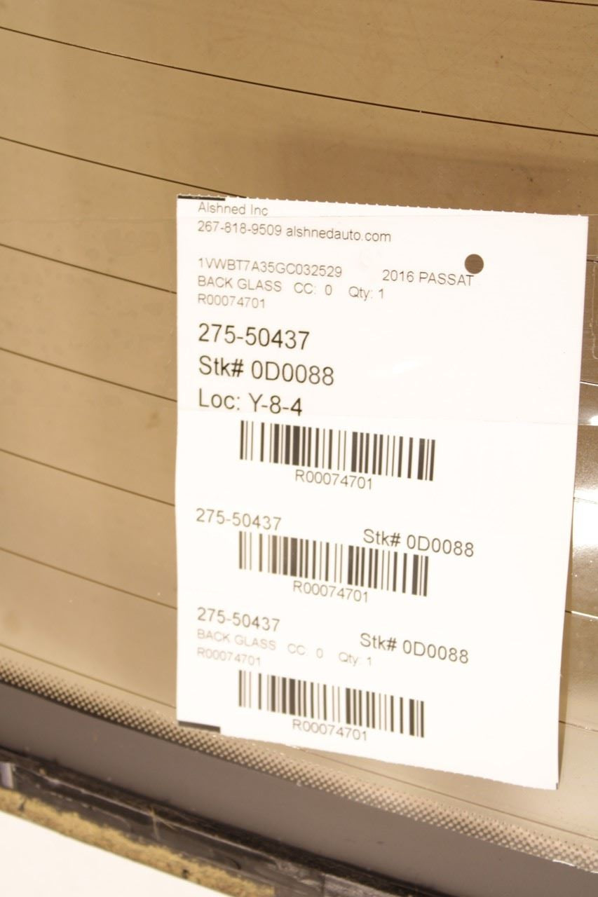 2012-2016 Volkswagen Passat SE Rear Back Window Glass 561845051DNVB OEM - Alshned Auto Parts