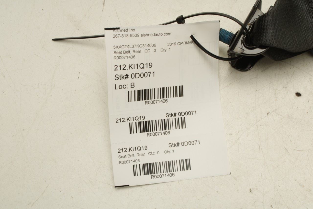 2016-2020 Kia Optima LX 2.4L FWD Rear Driver Left Side 2nd Row Seat Belt Buckle - Alshned Auto Parts