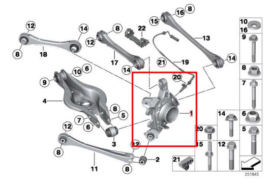 17-20 BMW 430i 2.0L Rear RH Side Suspension Spindle Knuckle Hub 33326797508 OEM - Alshned Auto Parts