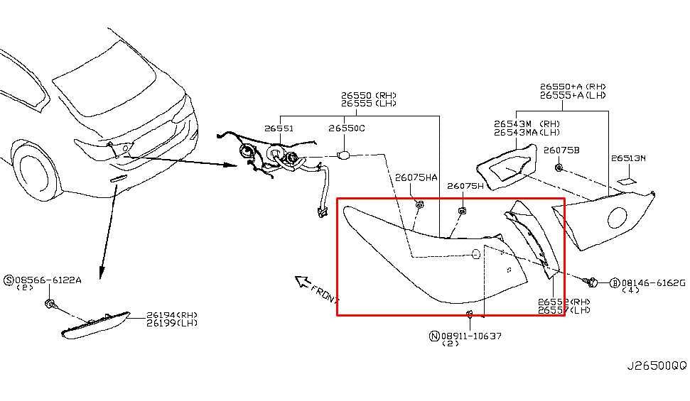 2015-2018 Infiniti Q50 Premium Rear Right Side Outer Tail Light Lamp 26550-4HB0C - Alshned Auto Parts
