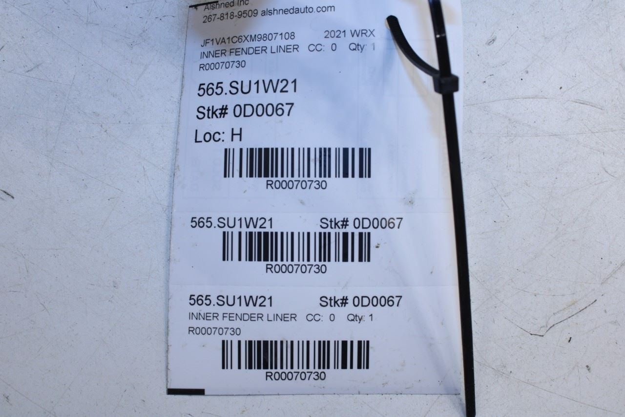 2015-2021 Subaru WRX Premium Rear Left Wheelhouse Liner Splash Shield 59122VA010 - Alshned Auto Parts