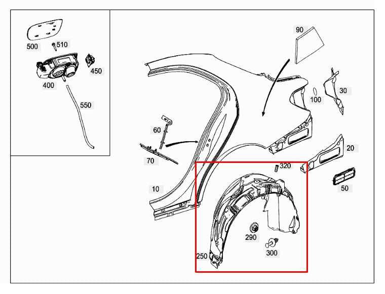 15-21 Mercedes-Benz C300 4Matic Rear Left Side Quarter Inner Liner Splash Guard1