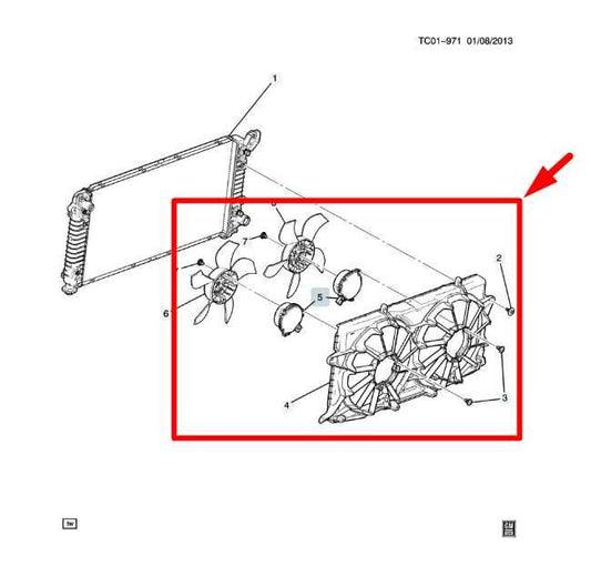 2014-19 Chevy Silverado 1500 4.3L Dual Radiator Cooling Fan Motor Assy 23115737 - Alshned Auto Parts
