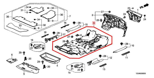 2017-2020 Acura MDX Advance 3.5L AWD Front and Rear Interior Floor Liner Carpet - Alshned Auto Parts
