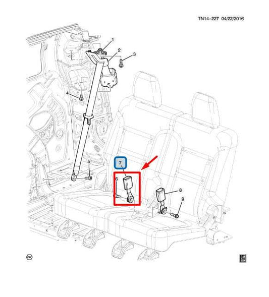 2017-2023 GMC Acadia SLT-1 Rear Right Side 3rd Row Seat Belt Buckle 86801988 OEM - Alshned Auto Parts