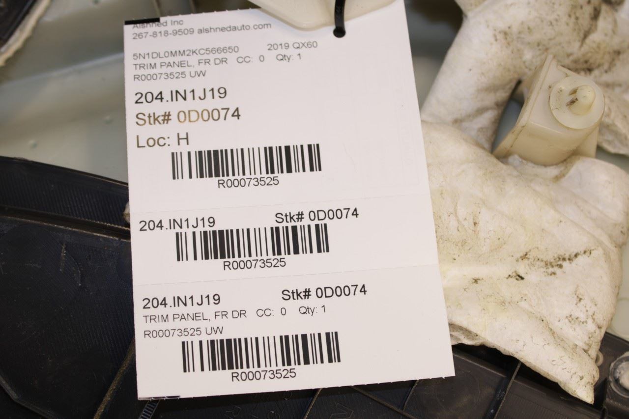 2018-2020 Infiniti QX60 Pure Front Right Passenger Door Trim Panel 809A0-9NP0A - Alshned Auto Parts