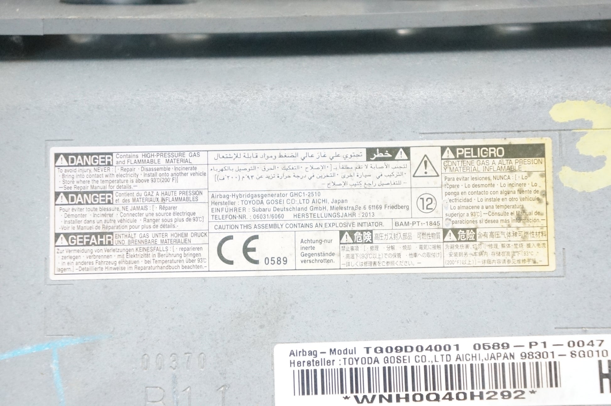 2014-2018 Subaru Forester Front Left Lower Dash Knee Airbag 98301SG010LL OEM - Alshned Auto Parts