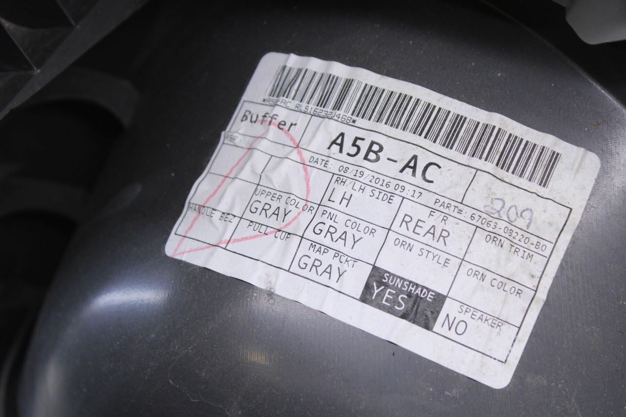 15-17 Toyota Sienna LE Rear Left Slide Door Trim Panel w Sunshade 67063-08220-B0 - Alshned Auto Parts