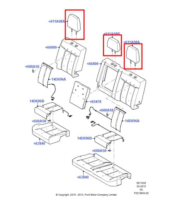 13-16 Ford F250 Lariat Crew Cab Rear RH LH and Center 2nd Row Seat Headrest Set - Alshned Auto Parts