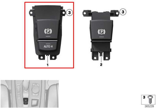 11-17 BMW X3 xDrive28i Center Console Parking Brake Control Switch w/ Bezel Trim - Alshned Auto Parts